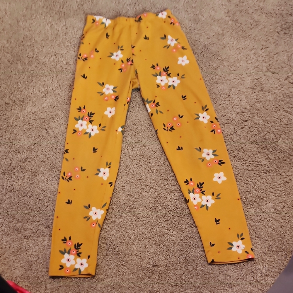 One Step Ahead Mustard Floral Kids Leggings